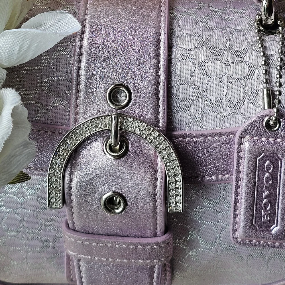 Sold- Vintage Coach Signature Lurex & Swarovski Crystal Top-Handle Bag / Purse - Picture 11 of 15